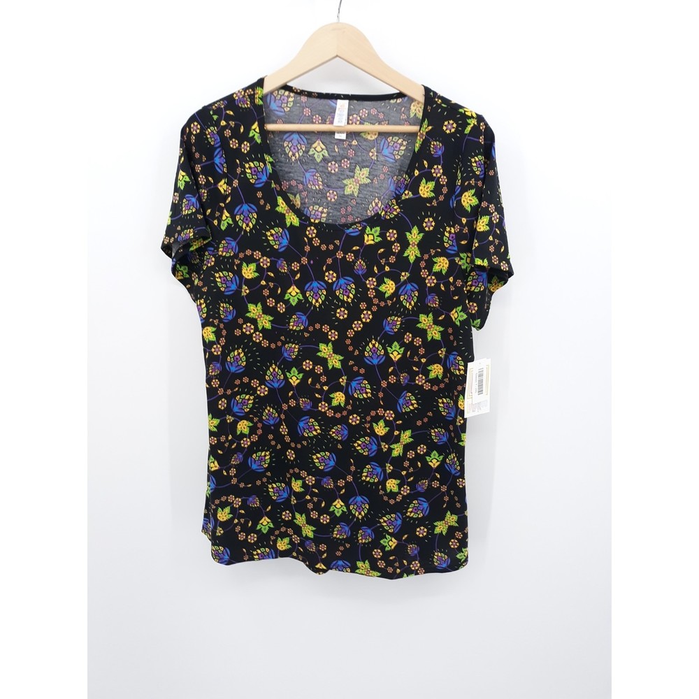 NWT Classic Tee black floral print size 2XL